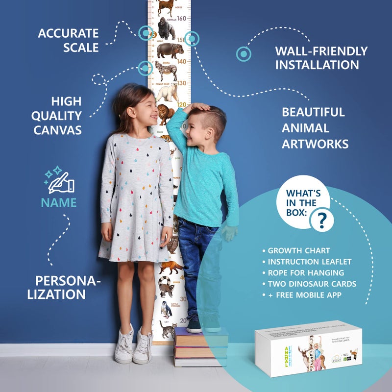 LIFELIKO Personalised Growth Chart for Animal Lovers, Removable Wall Ruler for Boys and Girls, Kid’s Room Decoration (Multicolor) - Image 4